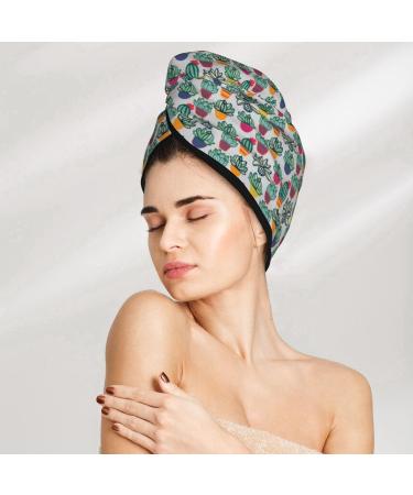 Super Absorbent Cactus Plant Microfiber Hair Towel Wrap | Quick Dry Coral Velvet for Long Curly & Thick Hair - Buy Online on GoSupps.com