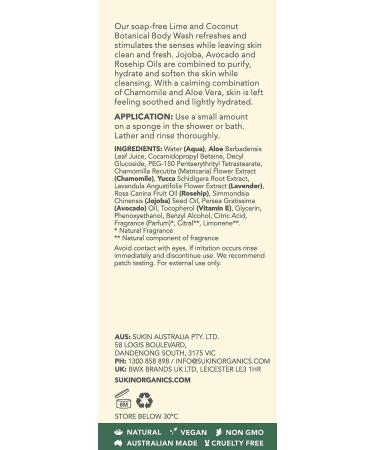 Sukin Lime & Coconut Botanical Body Wash - 16.9 Fl Oz - Buy Online on GoSupps.com