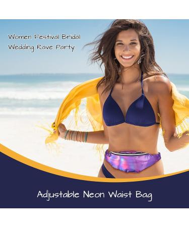 6 Pieces Holographic Fanny Pack Set Bachelorette Fanny Pack 80s Party Metallic Bag Adjustable Neon Waist Bag with 6 Pieces Hair Scrunchies for Women kids Rave Party - Buy Online on GoSupps.com