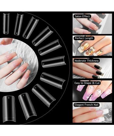 500pcs French Clear Acrylic Nail Tips with Case - iBealous Half Cover False Nails for Nail Salons & DIY Nail Art - 10 Sizes Adjustable to Coffin - Buy Online on GoSupps.com