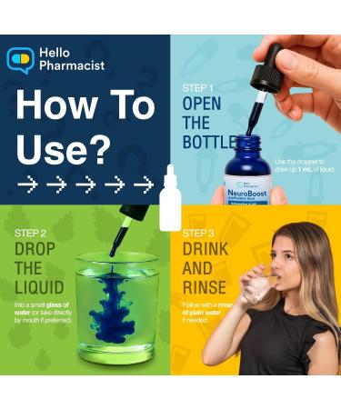 HelloPharmacist Neuroboost Methylene Blue Pharmaceutical Grade Supplement 1% Pharmacist Formulated - USP Grade Lab Certified for Humans | Support for Brain Fog, Focus, Memory, Energy | 2 oz - Buy Online on GoSupps.com