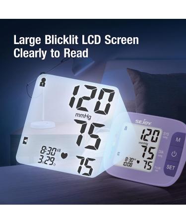 Sejoy Arm Automatic Blood Pressure Monitor Kit - Accurate & Adjustable BP Cuff with Large Display - 120 Sets Memory - USB Carry Bag - Purple - Buy Online on GoSupps.com