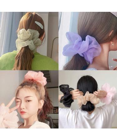 12 Pack Oversized Organza Hair Scrunchies for Women and Girls - Soft Hair Bands and Ties for Ponytail - Hair Accessories - Buy Online on GoSupps.com