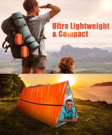 Timok Emergency Sleeping Bag - Thermal Space Blanket for Hiking, Camping & Survival | Ultralight Waterproof Bivy Sack in Orange - Buy Online on GoSupps.com
