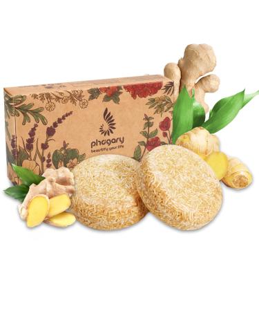 PHOGARY PHOGARY 2PCS Organic Ginger Hair Soap Shampoo Bar Natural Hair Care with Plant Extracts Moisturizes Hair and Cleanses Scalp Pores 3.88 oz