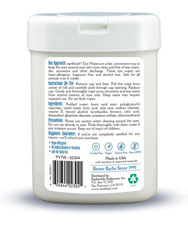 earthbath Pet Hypo-Allergenic Eye Wipes - Tear Stain Remover for Dogs, Cats, Puppies & Kittens - 25 Count - Buy Online on GoSupps.com