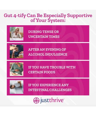 Just Thrive Gut 4-tify - Gut Health Supplements for Women and Men - Anti Bloat 90 Vegetable Capsules - Buy Online on GoSupps.com
