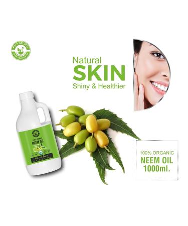 Organic Neem Oil (33.81 fl oz) USDA Certified, 100% Pure Cold Pressed Neem Oil for Skin, Hair & Plants - Moisturizing, Dandruff-Free, Indoor & Outdoor Use - 33.81 Fl Oz (Pack of 1) - Buy Online on GoSupps.com
