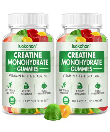Creatine Monohydrate Gummies 5g - Creatine for Women & Men - Pre Workout Supplement for Muscle Strength, Muscle Builder, Energy Boost Low Sugar Chewable Creatine Gummies 160 Count