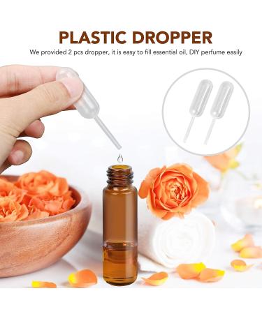 LotFancy 6pc 10ml Amber Glass Roller Bottles with Stainless Steel Roller Balls & Droppers - Buy Online on GoSupps.com