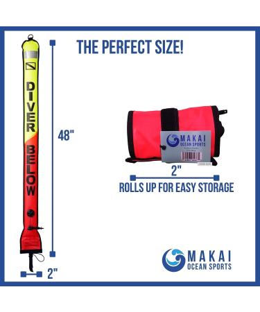 Makai Ocean Sports 4ft Inflatable Surface Marker Buoy | High Visibility Dual Color SMB for Scuba Diving & Snorkeling - Buy Online on GoSupps.com