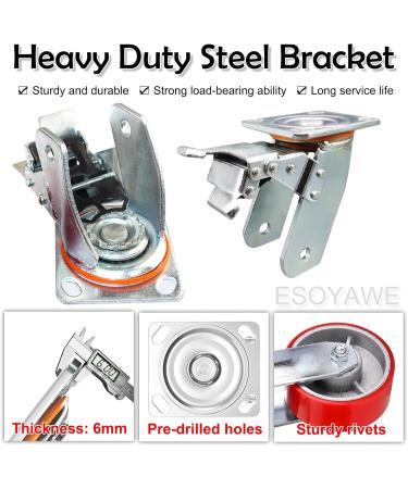Threaded Shaft Swivel Castors Ball Castors Set of 4 4 5 6 8 Inch Heavy Duty Steel Hub Silent Polyurethane Casters Double Ball Bearing Replacement Caster with Brakes(Swivel 200mm) 200mm Swivel - Buy Online on GoSupps.com