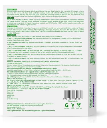 Organic Harvest Diamond Shine & Glow Make Over Facial Kit for Women / Men | 6 Easy Steps | Improves Luminous Radiant Complexion & Natural Glow to Skin | Ideal For All Skin Type | Chemical Free - 60g - Buy Online on GoSupps.com