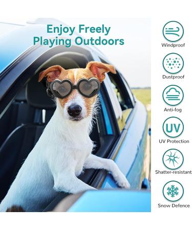 Cobee Puppy Sunglasses - Cute Dog Goggles with Adjustable Strap | Small Dog Sunglasses for UV Protection, Anti-Fog, Waterproof, Windproof | Heart Shaped Design for Dogs and Cats - Buy Online on GoSupps.com