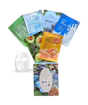 Hydrating Skin Care Face Sheet Masks - Relaxing Spa Set of 6 | Moisturizing Collagen Facial Masks for All Skin Types - Buy Online on GoSupps.com