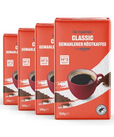 Our Essentials by Amazon Classic Ground Coffee Medium Roast 500g Pack of 4