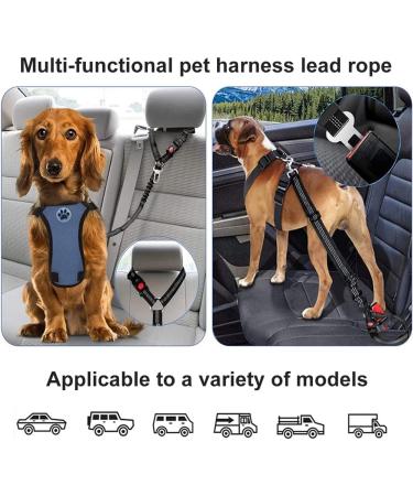 65-100cm Adjustable Dog Seat Belt for Cars UK Black Elastic and Crushioning Dog Car Harness with Headrest Safety Clip Durable and Heavy Duty - Buy Online on GoSupps.com