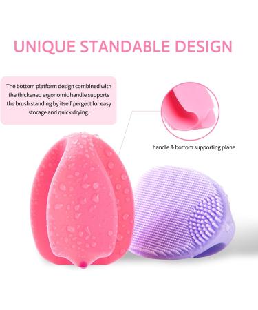 Hieerbus Silicone Facial Cleaner | Manual Peeling Brush & Handheld Face Cleaning Brush for Men & Women | Pore Removal & Massage (Pink & Purple) - Buy Online on GoSupps.com