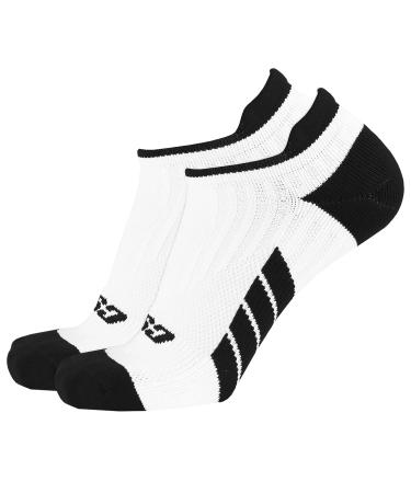 CSX Ankle Socks Arch Support Compression Men and Women Low Cut Fit Black on White Small Black on White Small