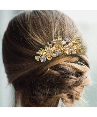 Viupolsor Wedding Bridal Hair Combs Vintage Imitation Crystal Hairpins Prom Jewelry Gold Silver Flower Pattern Hair Accessories Pins Women Gold - Buy Online on GoSupps.com