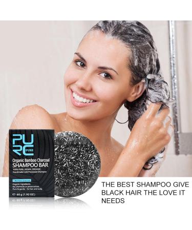 Pure Bamboo Charcoal Shampoo Bar to Reduce Gray and White Hair Deep Cleansing Anti-Frizz Damaged Hair Soap Hair Care Hair Darkening Soap - Buy Online on GoSupps.com