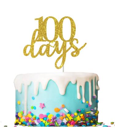 Tenhaisi 100 Days Cake Topper Happy 100 Days Cake Topper Gold Glitter Baby Birthday Party Decorations Anniversary Party Decoration Supplies - Buy Online on GoSupps.com