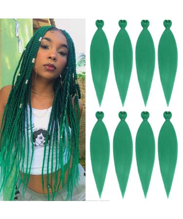 Xtrend 26 Inch EZ Braid 8 Packs Green Long Pre Stretched Braiding Hair Yaki Texture Braiding Hair for Crochet Hair Braids Hot Water Setting Synthetic Fiber Hair Extensions Green# 26 Inch (Pack of 8) Green
