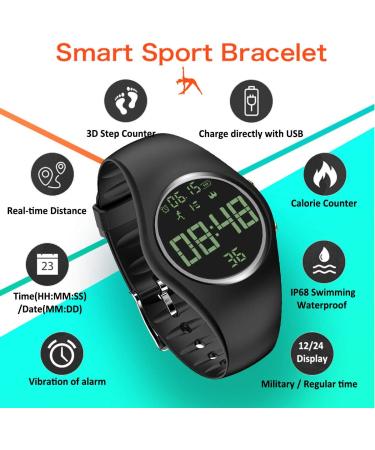 Simple Fitness Tracker Swim Waterproof No APP Need Step Counter Walking 3D Non-Bluetooth Walking Pedometer Watch with Vibration Alarm Clock/Calorie Burned/Distance/Alarm/Stopwatch for Kids Women Men Black - Buy Online on GoSupps.com