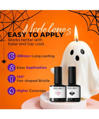 Modelones Gel Nail Polish Set - 2 Pcs (15 ML) Black & White Soak Off LED - Perfect for Halloween Nail Art - Ideal Home Gift for Women & Girls - Buy Online on GoSupps.com