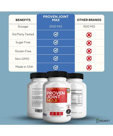 GREENVIFY Maximum Strength Joint Max Supplement 60 Capsules with Glucosamine Chondroitin Turmeric 20 Day Supply (1) - Buy Online on GoSupps.com