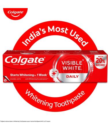 Colgate Visible White Toothpaste Teeth Whitening Starts in 1 Week Safe on Enamel Stain Removal Tooth Paste and Minty Flavour for Fresh Breath (200g + 40g Combo Pack) - Buy Online on GoSupps.com