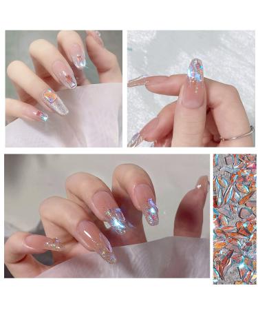 100Pcs Mixed Shape Aurora Transparent Glass Crystal Nail Art Rhinestones - Iridescent Clear Nude Flatback Rhinestone Diamonds for DIY Nails, Crafts, and Jewelry Deco - Buy Online on GoSupps.com