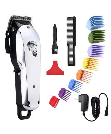 Professional Cordless Hair Clippers for Men Hair cuttings Kit Mens Beard Trimmer for Home Barber Silver