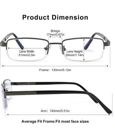 Madison Avenue 3 Pack Metal Half Frame Blue Light Blocking Reading Glasses for Men +0.0 Mix Color - Spring Hinge Design - Buy Online on GoSupps.com
