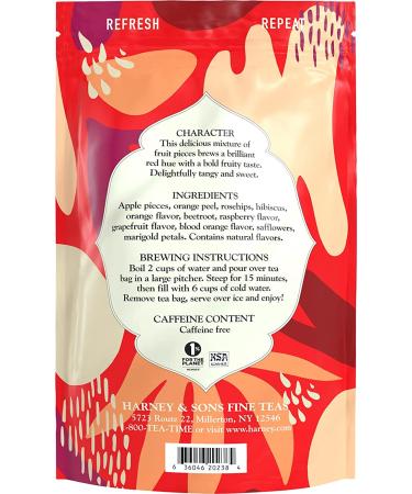 Harney & Sons Blood Orange Iced Tea - 15 Tea Bags (7.5 oz) | Fresh Brewed Flavor - Buy Online on GoSupps.com