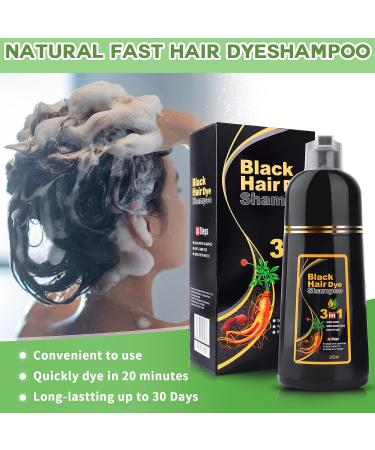 Temgofeau Hair Dye Shampoo 3 in 1 for Gray Hair - Instant Grey Coverage in Minutes - Herbal Ingredients - 500ml (Black) - Buy Online on GoSupps.com