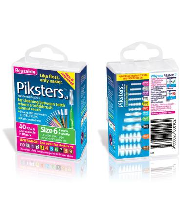 Piksters Interdental Brushes 40 Pack - Size 6 (Green) | 40 Count - Buy Online on GoSupps.com