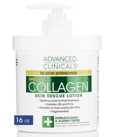 Advanced Clinicals Collagen Skin Rescue Lotion - Hydrate Moisturize Lift Firm. Great for Dry Skin.16oz Jar with pump.by Advanced Clinicals - Buy Online on GoSupps.com