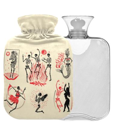 Naanle Skull Skeleton's Collection Heat bottle MITED Transparent hot water bottle Handfoots Heating bags for pain relief heat and cold therapy 2L