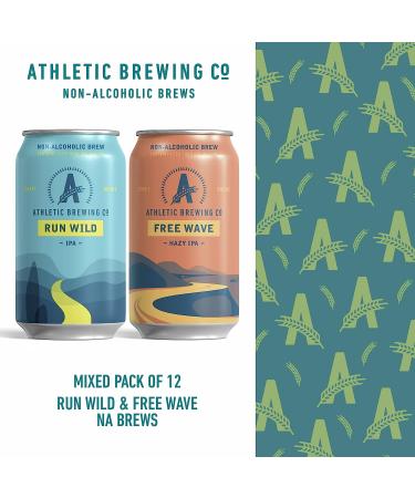 12-Pack Athletic Brewing Non-Alcoholic Beer - Run Wild IPA & Free Wave Hazy IPA - Low-Calorie, All Natural Ingredients - Award Winning Craft Brews - 12 Fl Oz Cans - Buy Online on GoSupps.com