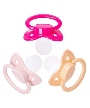 J&Or The Classic Original Adult Sized Pacifier Dummy - Three Color Pack - Hot Pink | Flamingo Pink | Caramel Yellow