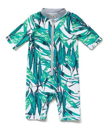 BONVERANO Baby Boy One Piece Long-Sleeved Clothing UV Protection 50+ Swimsuit with One Zip Green 6 Months