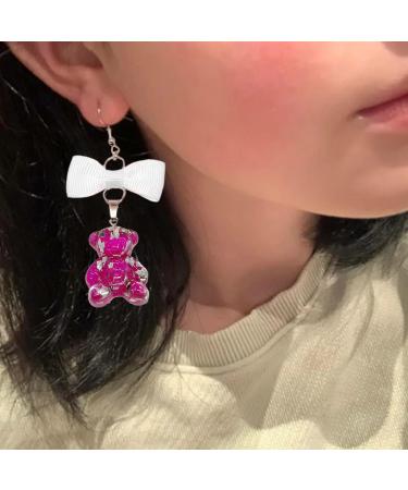 Feyley Fashion Bowknot Earrings | Colorful Resin Dripping Bear Trailer Danglers | Unique Cartoon Sweets Jewelry Gift - Buy Online on GoSupps.com