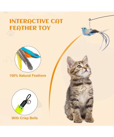 Buy Gohhme 15-Piece Interactive Cat Toy Set - Fishing Toys with Suction Cup & Feathers for Cats - Multi-Colored Blue Bird - Buy Online on GoSupps.com