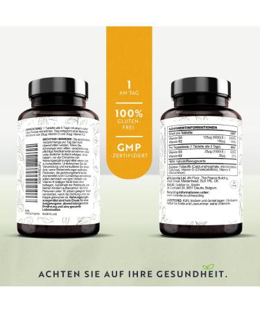 Premium Vitamin D3 & K2 Tablets - 240 High-Dose Vegetarian Tablets for Healthy Bones Muscles & Immune System - Nutravita Sonnenvitamine - Buy Online on GoSupps.com