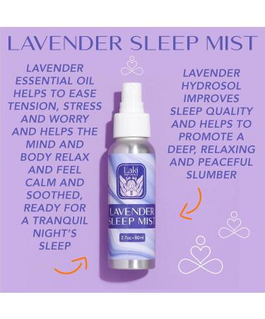 Laki Naturals Lavender Sleep Mist 2.7oz - Natural Sleep Aid Hydrosol Body Spray with Essential Oils for Relaxation & Calm - Buy Online on GoSupps.com