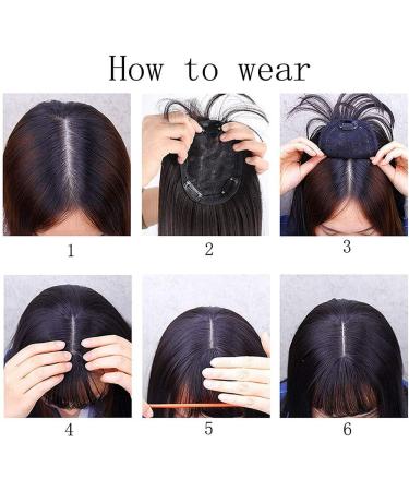 Prevessel 3D Air Bangs Hair Extensions Thinning Hair Cover Human Hair Clips Toppers Top Hairpieces for Woman Black Brown - Buy Online on GoSupps.com