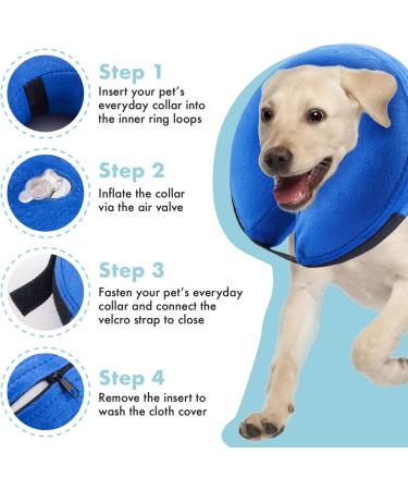 Soft Inflatable Dog Cone - Large Blue Pet Recovery Collar - Buy Online on GoSupps.com