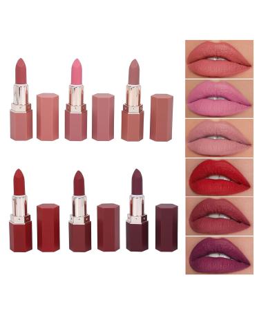 Brrnoo Lipsticks Makeup Set - 6 Colors Long-Lasting Matte Texture | Portable Lipstick Kit for Daily Use | Perfect Gift - Buy Online on GoSupps.com