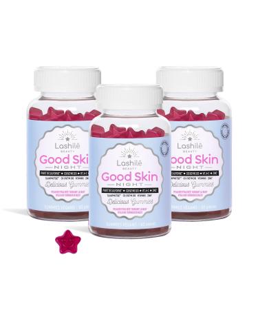 Lashil Beauty - Compl ment Alimentaire - R g n rateur de peau pendant la nuit - Good Skin Night - Made In France - Coenzyme Q10 Vitamine A C Zinc - Cure 3 Mois 180 Gummies 1 unit (Lot de 3)